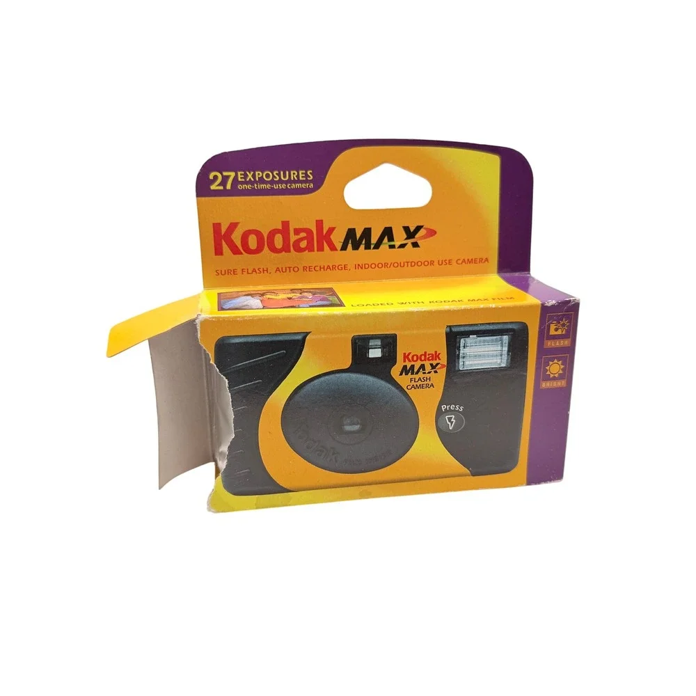Vintage Kodak MAX Single Use Flash Camera 27 Exp Yellow Expired 2003 As-Is